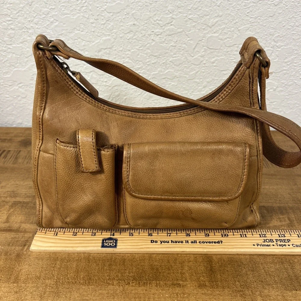 Vintage Fossil 1954 Genuine Leather Purse Shoulder Handbag Tan #75082